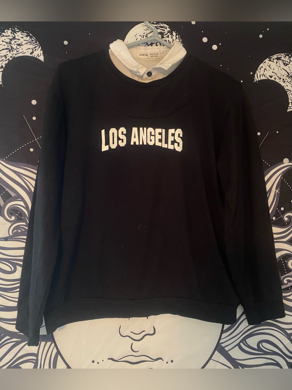 Los Angeles Black & White Collared Sweatshirt